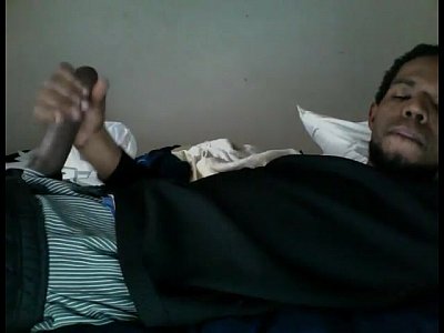 Black Gay Dude Strokes His Very Hard Cock On Cam