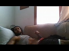 Hot Black Cam Gay Masturbates And Cums On The Couch