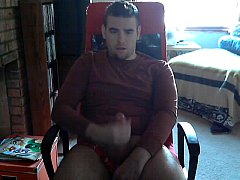 Hunky Cam Guy Shoots Cum On His Shirt And Face